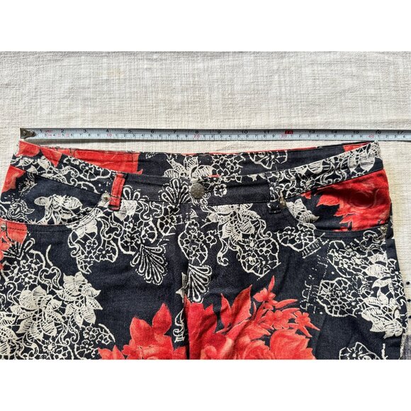 Vintage Womens Y2K Grip Jeans Floral Print Low Rise Sz 28 Bootcut Slim Rare Boho - Picture 14 of 16